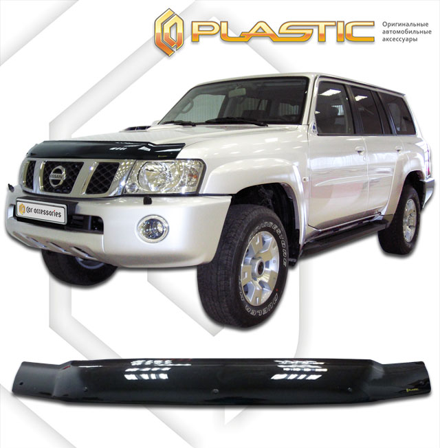 Дефлектор капота Classic черный Nissan Safari  2005-2007 СА Пластик