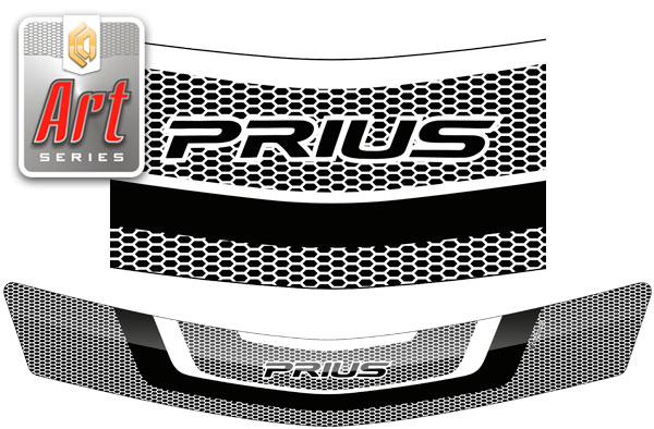 Дефлектор капота Серия "Art" серебро Toyota Prius Правый руль 2003-2011 СА Пластик