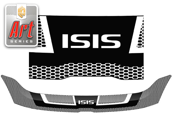 Дефлектор капота Серия "Art" серебро Toyota Isis  2004–2009 СА Пластик