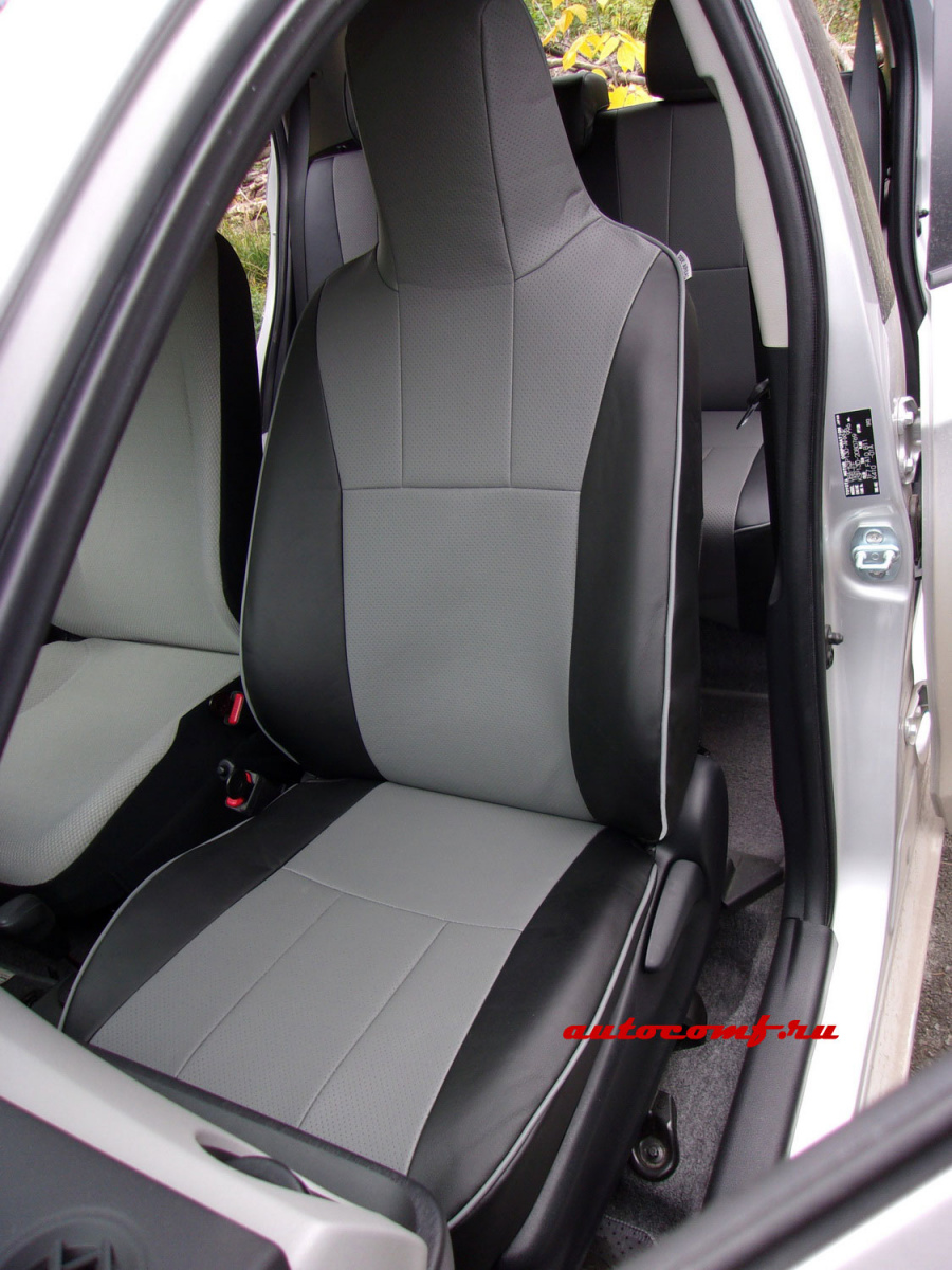 Чехлы из экокожи Toyota Vitz III 130 12.2010-03.2021 диван, литые подг. (Мод.417.0) Автокомфорт