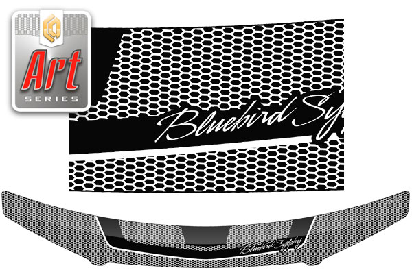 Дефлектор капота Серия "Art" серебро Nissan Bluebird Sylphy  2000-2005 СА Пластик