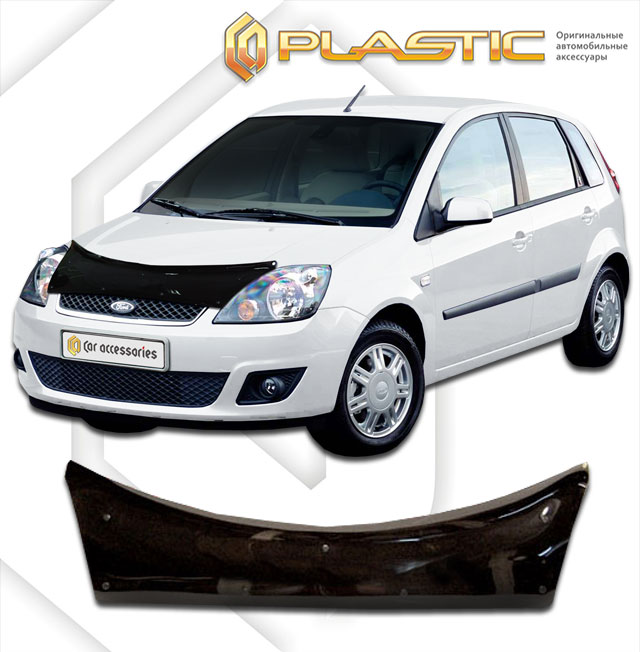 Дефлектор капота (exclusive) Classic черный Ford Fiesta  2002-2007 СА Пластик