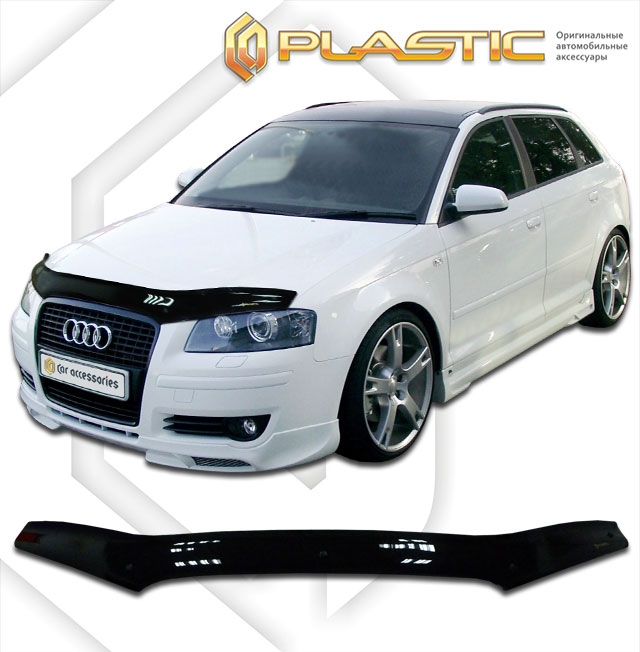 Дефлектор капота Classic черный Audi A3  2005–2008 СА Пластик