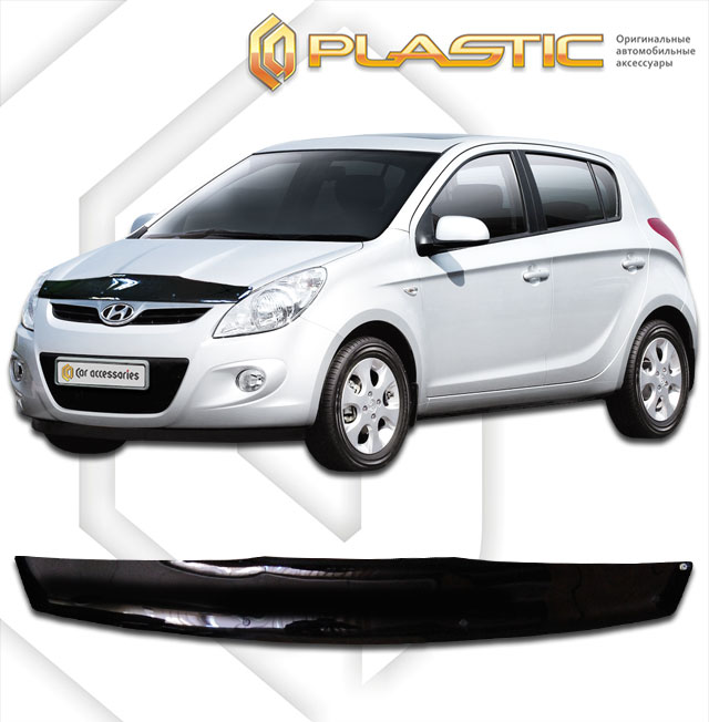 Дефлектор капота Classic черный Hyundai i20  2009 СА Пластик