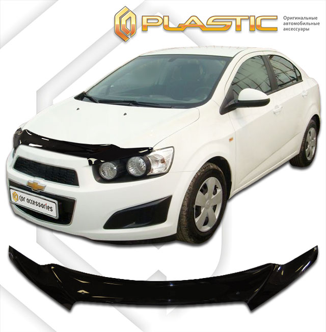 Дефлектор капота Classic черный Chevrolet Aveo седан 2011–н.в. СА Пластик