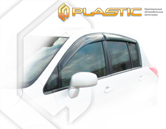 Ветровики дверей Classic полупрозрачный Nissan Tiida  2007-2014 СА Пластик