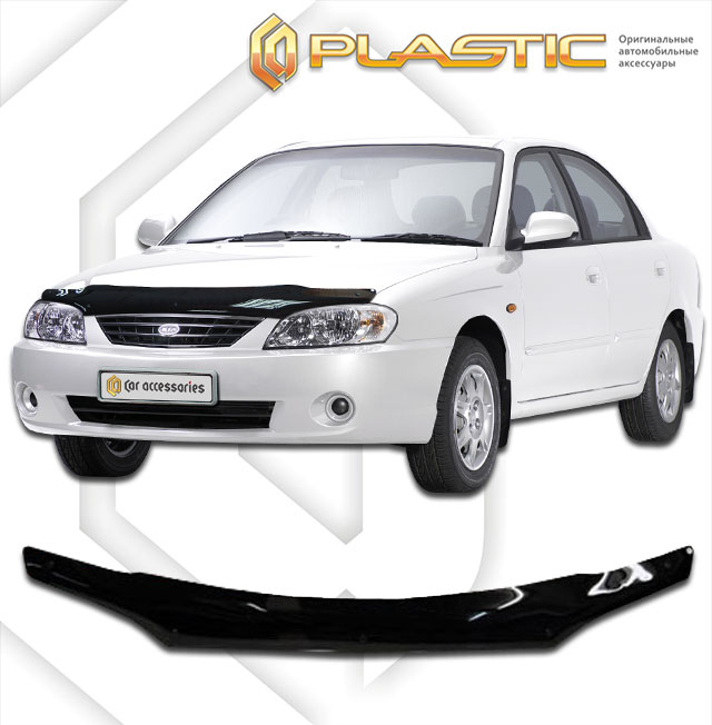 Дефлектор капота Classic черный Kia Spectra  2004–2011 СА Пластик