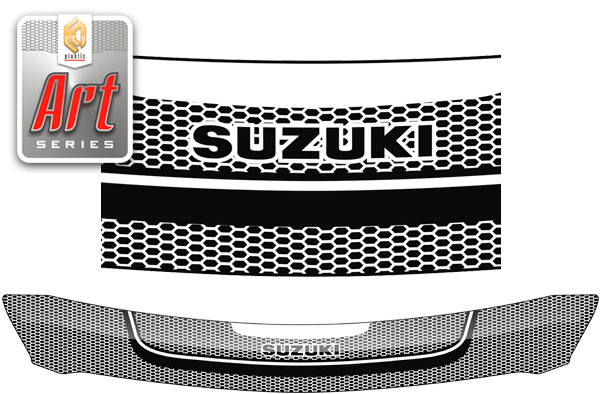 Дефлектор капота Серия "Art" серебро Suzuki Swift хетчбек 2010–2016 СА Пластик
