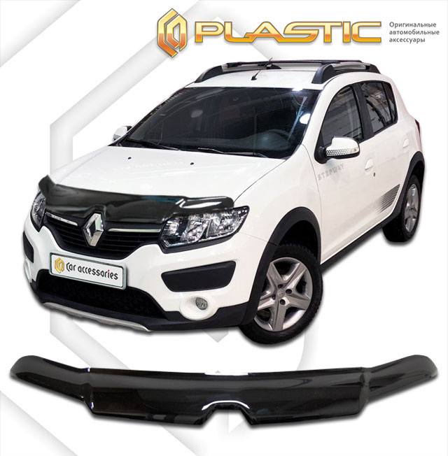 Дефлектор капота Classic черный Renault Sandero Stepway  2014–н.в.  СА Пластик