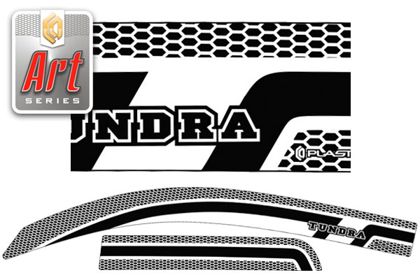 Ветровики дверей Серия "Art" серебро Toyota Tundra Double Cab 2007-2013 СА Пластик