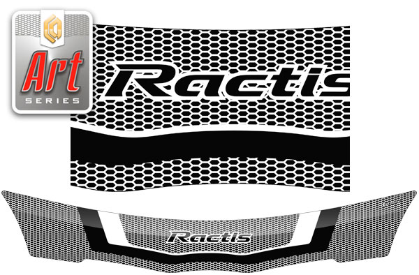 Дефлектор капота Серия "Art" серебро Toyota Ractis  2005-2010 СА Пластик