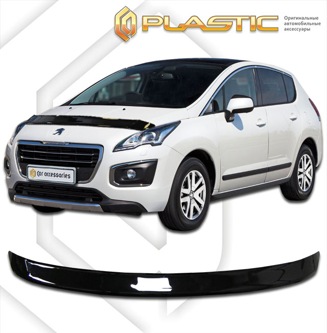 Дефлектор капота Classic черный Peugeot 3008  2014–2017 СА Пластик