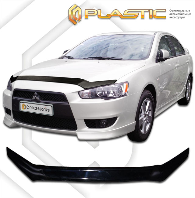 Дефлектор капота Classic черный Mitsubishi Lancer  2007–н.в. СА Пластик
