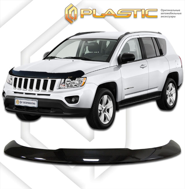 Дефлектор капота Classic черный Jeep Compass  2013–н.в. СА Пластик