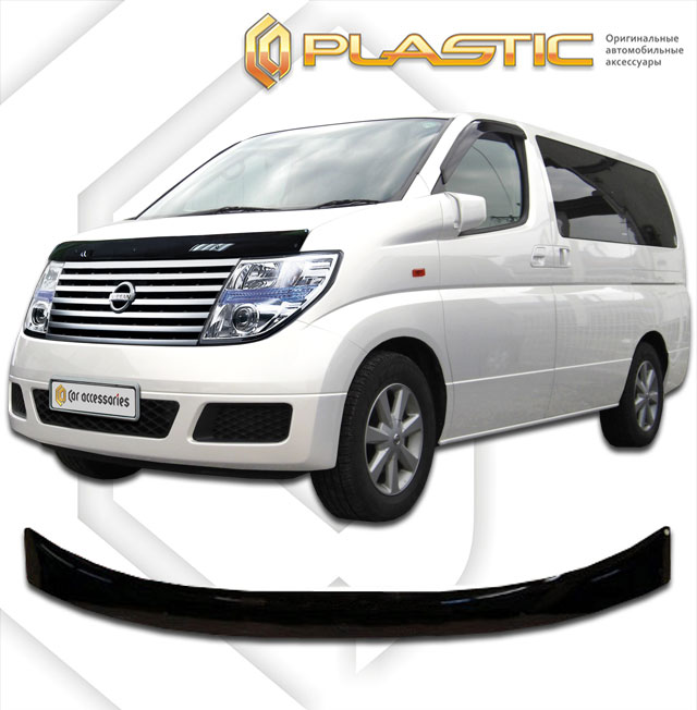 Дефлектор капота Classic черный Nissan Elgrand  2002-2005 СА Пластик