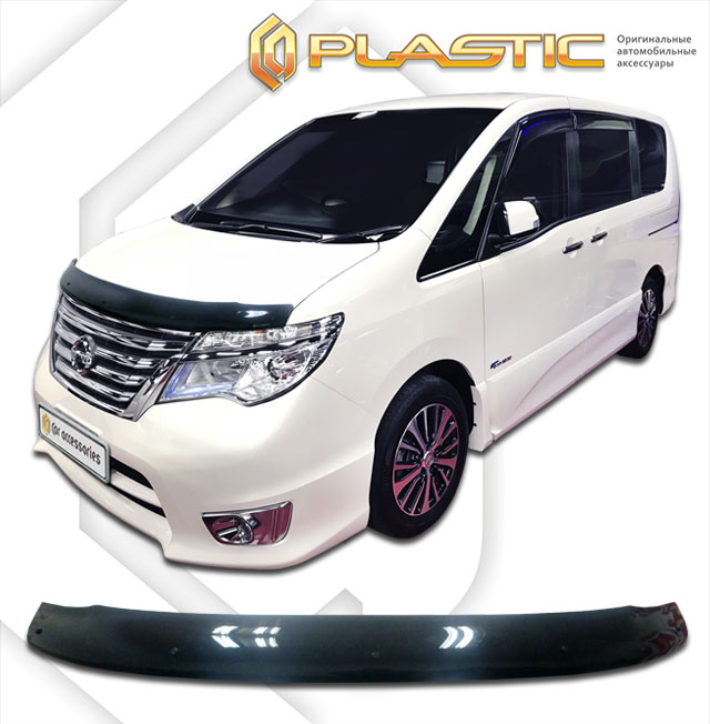 Дефлектор капота Classic черный Nissan Serena  2013-2016 СА Пластик