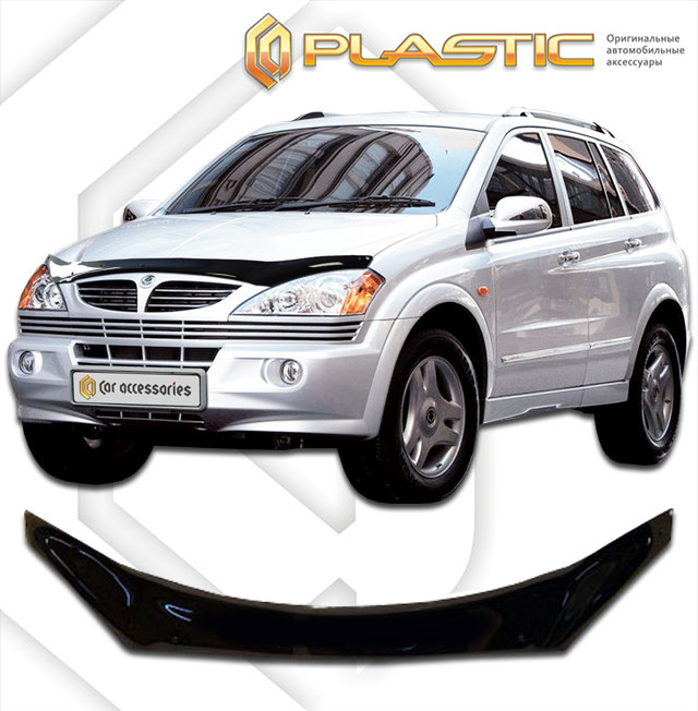 Дефлектор капота (exclusive) Classic черный SsangYong Kyron  2005–н.в. СА Пластик