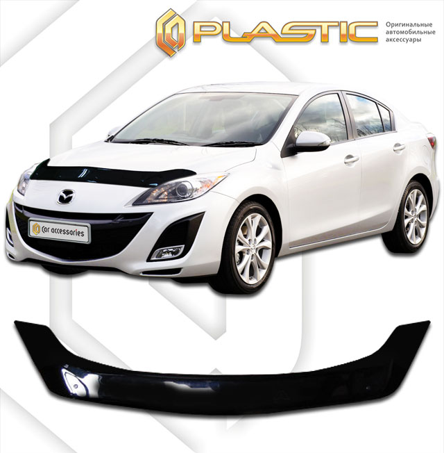 Дефлектор капота Classic черный Mazda 3 седан 2009-2013 СА Пластик