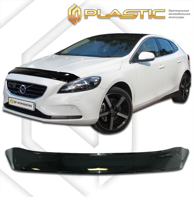 Дефлектор капота Classic черный Volvo V40  2012–н.в. СА Пластик