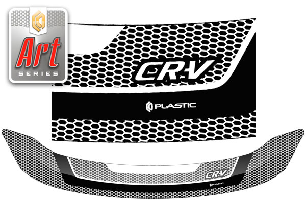 Дефлектор капота Серия "Art" серебро Honda CR-V  2009-2012 СА Пластик