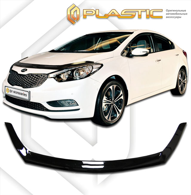 Дефлектор капота Classic черный Kia Cerato седан 2013–2016 СА Пластик