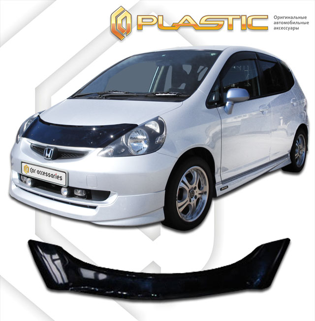 Дефлектор капота Classic черный Honda Jazz  2001-2007 СА Пластик