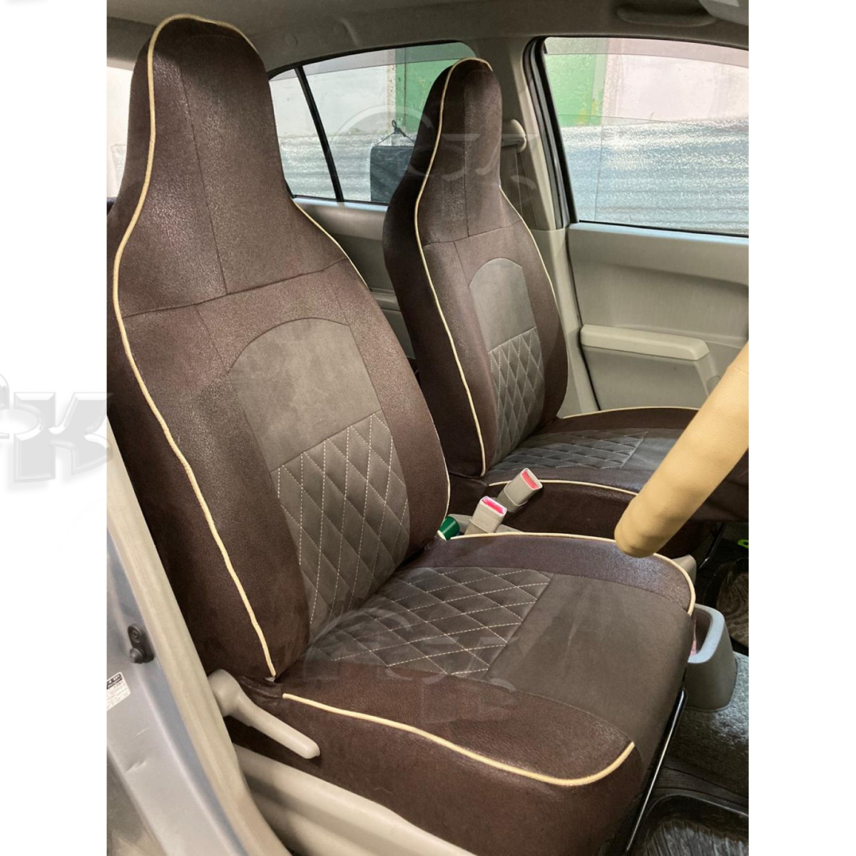 Чехлы из экокожи Toyota Passo (Daihatsu Boon) 30 2010-2016 1+1 литые подг. 3 з.подг. (Мод.488.1) Автокомфорт