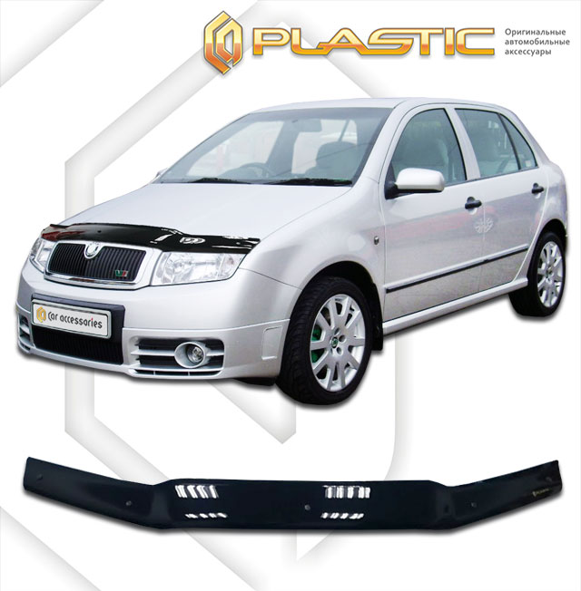Дефлектор капота Classic черный Skoda Fabia хэтчбэк 2004-2007 СА Пластик