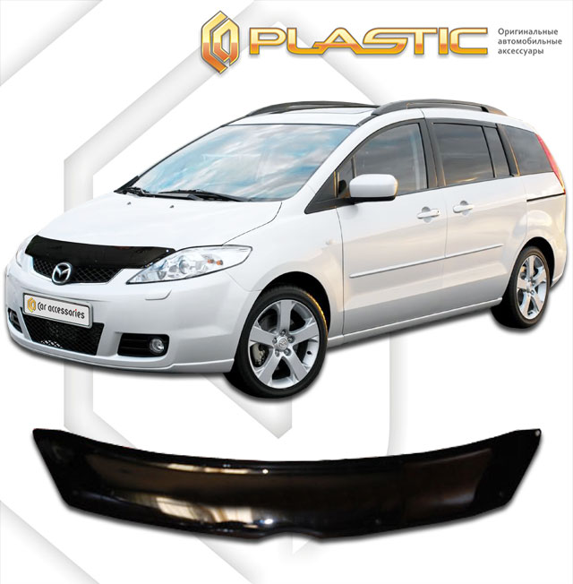 Дефлектор капота Classic черный Mazda 5  2005 СА Пластик