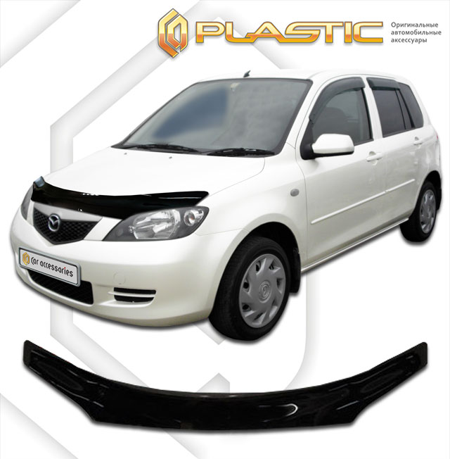 Дефлектор капота Classic черный Mazda 2  август 2002 СА Пластик