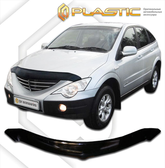Дефлектор капота Classic черный SsangYong Actyon  2006-2010 СА Пластик