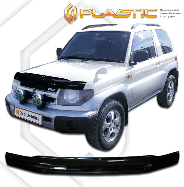 Дефлектор капота Classic черный Mitsubishi Pajero IO  1998-2007 СА Пластик