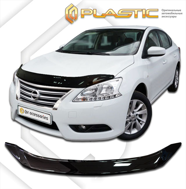 Дефлектор капота Classic черный Nissan Sentra  2012–н.в. СА Пластик