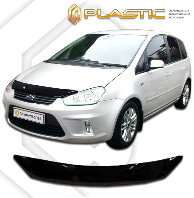 Дефлектор капота Classic черный Ford C-MAX  2007-2010 СА Пластик