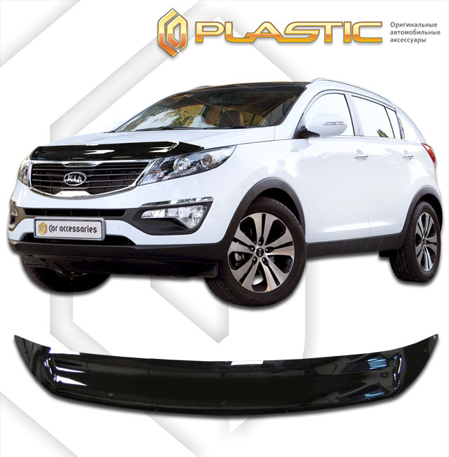 Дефлектор капота Classic черный Kia Sportage  2011–2015 СА Пластик