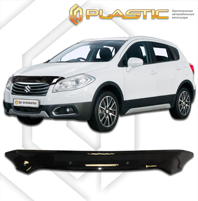 Дефлектор капота Classic черный Suzuki SX4  2013–2015 СА Пластик