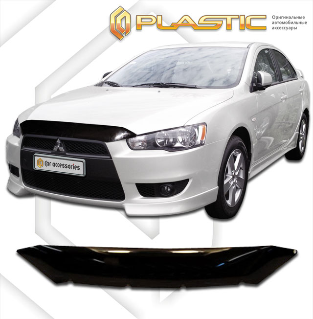 Дефлектор капота Classic черный Mitsubishi Lancer  2007-2009 СА Пластик
