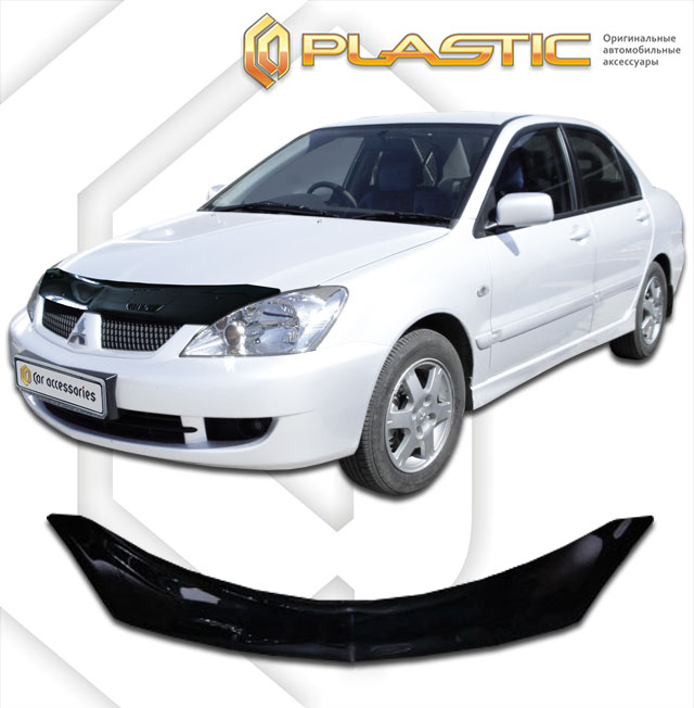 Дефлектор капота Classic черный Mitsubishi Lancer  2005-2007 СА Пластик