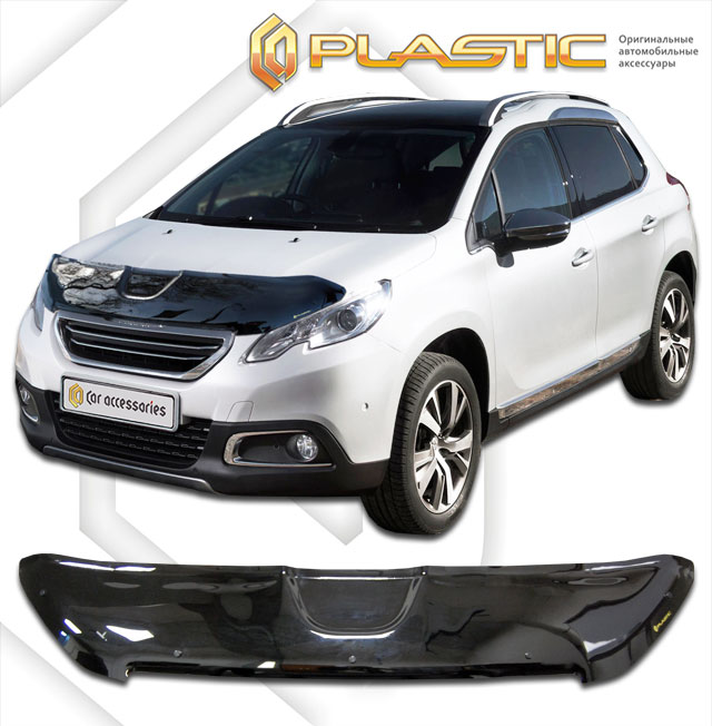 Дефлектор капота Classic черный Peugeot 2008  2014–2016 СА Пластик