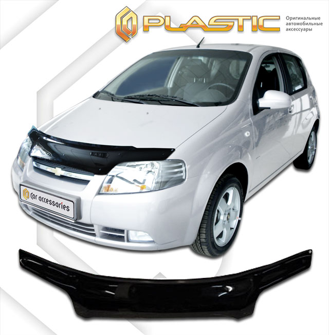 Дефлектор капота Classic черный Chevrolet Aveo хэтчбэк 2006-2008 СА Пластик