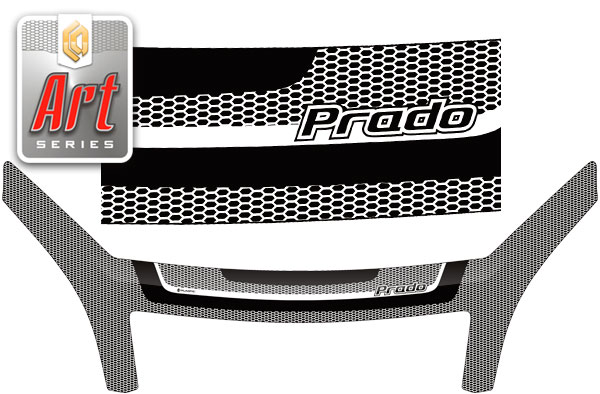 Дефлектор капота (exclusive) Серия "Art" серебро Toyota Land Cruiser Prado  2004-2009 СА Пластик