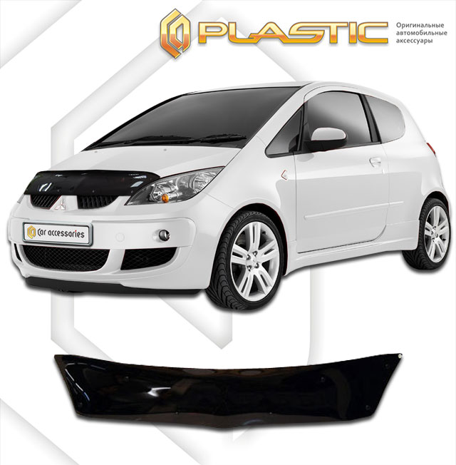 Дефлектор капота Classic черный Mitsubishi Colt  2006-2012 СА Пластик