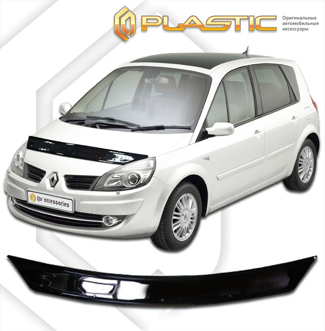 Дефлектор капота Classic черный Renault Scenic II  2006 СА Пластик