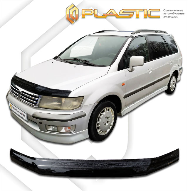 Дефлектор капота Classic черный Mitsubishi Space Wagon  1997-2004 СА Пластик