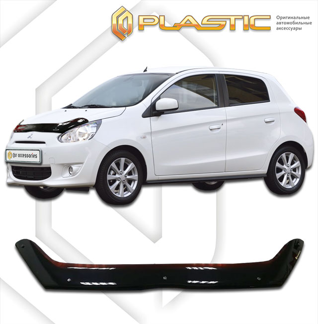 Дефлектор капота Classic черный Mitsubishi Mirage  2012-2015 СА Пластик