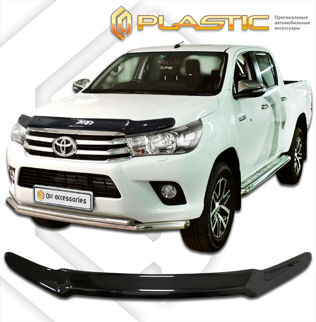 Дефлектор капота Classic черный Toyota Hilux  2015–2020 СА Пластик