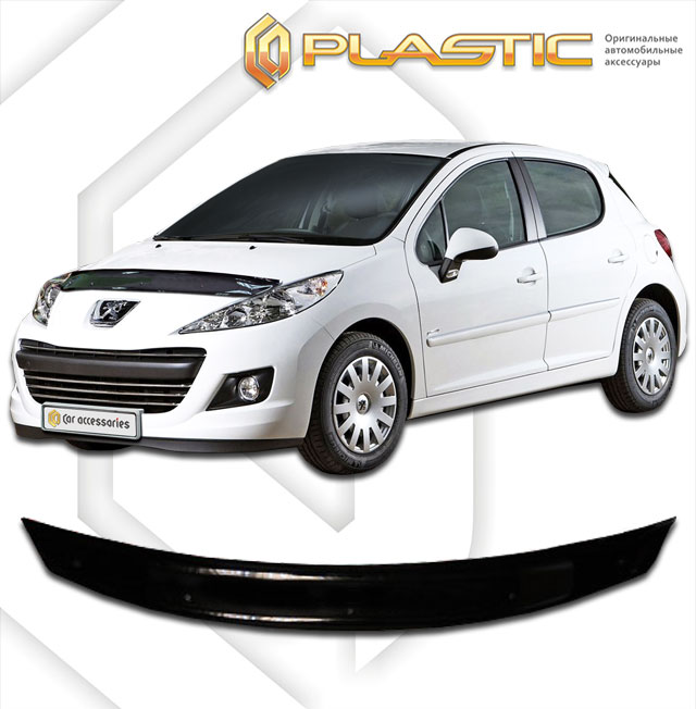Дефлектор капота Classic черный Peugeot 207  2009 СА Пластик