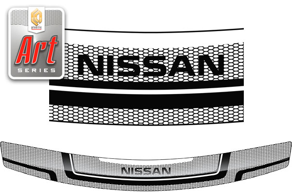 Дефлектор капота Серия "Art" серебро Nissan Bassara  1999-2003 СА Пластик