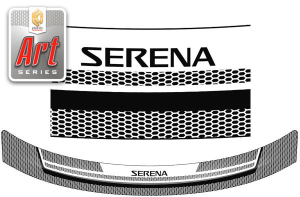 Дефлектор капота Серия "Art" серебро Nissan Serena  2005-2010 СА Пластик