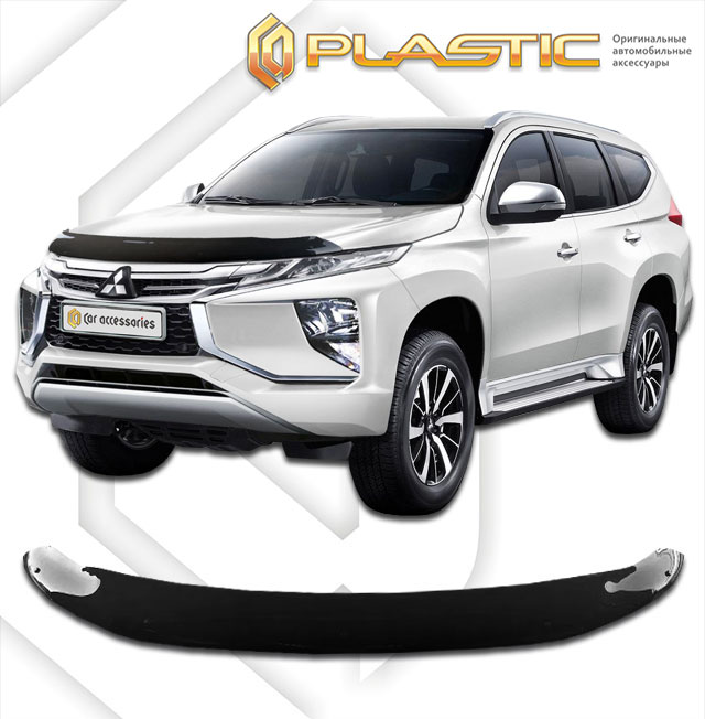 Дефлектор капота Classic черный Mitsubishi Pajero Sport 2019-н.в. СА Пластик